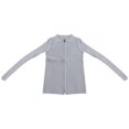 thumbnail image 3 of Women's Double Zip Ribbed Knit Cardigan - Tight-Fitting Crop Top with Collar - Modern Design - Soft Textured Fabric - One Size Fits Most, 3 of 3