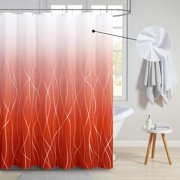 Orange Shower Curtains for Bathroom White Shower Curtain Ombre Shower Curtain Set Liner Waterproof Linen Fabric Bath Curtain, Bath Small Stall Shower Curtain, 72x72In, White and Burnt Orange