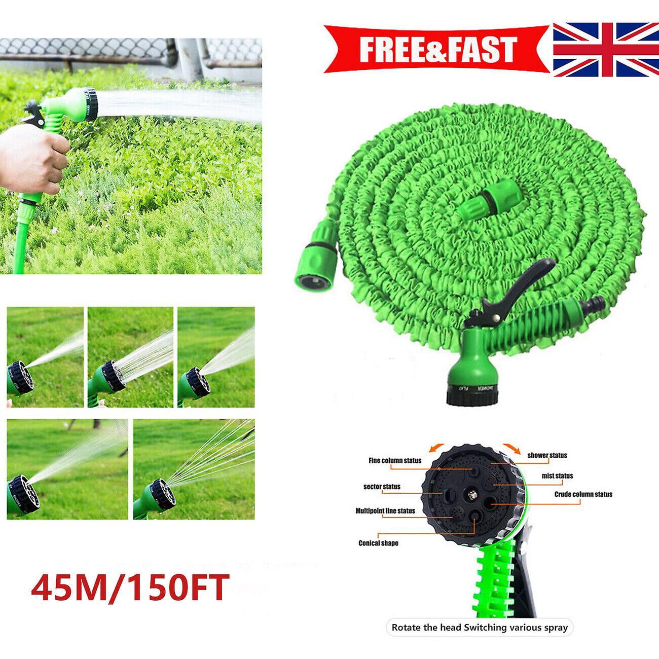 Flexible Garden Hose, Brass Fittings - Expandable Water Hose with Durable Lightweight Design for Easy to Use Multipurpose Gardening Activities, Green, 150FT