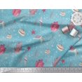 thumbnail image 2 of Soimoi polyester Crepe Fabric Coral,Shell & Sea Turtle Ocean Print Fabric by the Yard 52 Inch Wide, 2 of 3