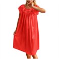 thumbnail image 2 of Sakmal Moomoo Rafraîchissant Nuisette pour Femmes Rouge Longueur Genou Mignonne Chemise de Nuit Florale à Manches Courtes pour Femmes, 2 of 9