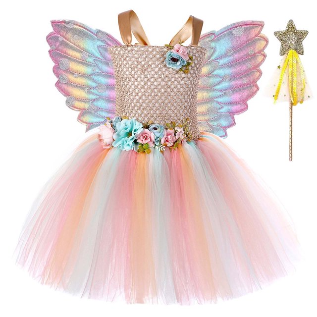 Robe Petite Fille à Volants Sans Manches en Tulle Robes pour Filles Robe d'Été Robe de Princesse d'Été pour Fête Tenues Bébé Fille 7-8 Ans