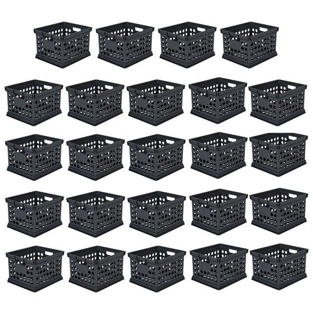 Sterilite Bac de Rangement Empilable en Plastique, Noir, Lot de 24