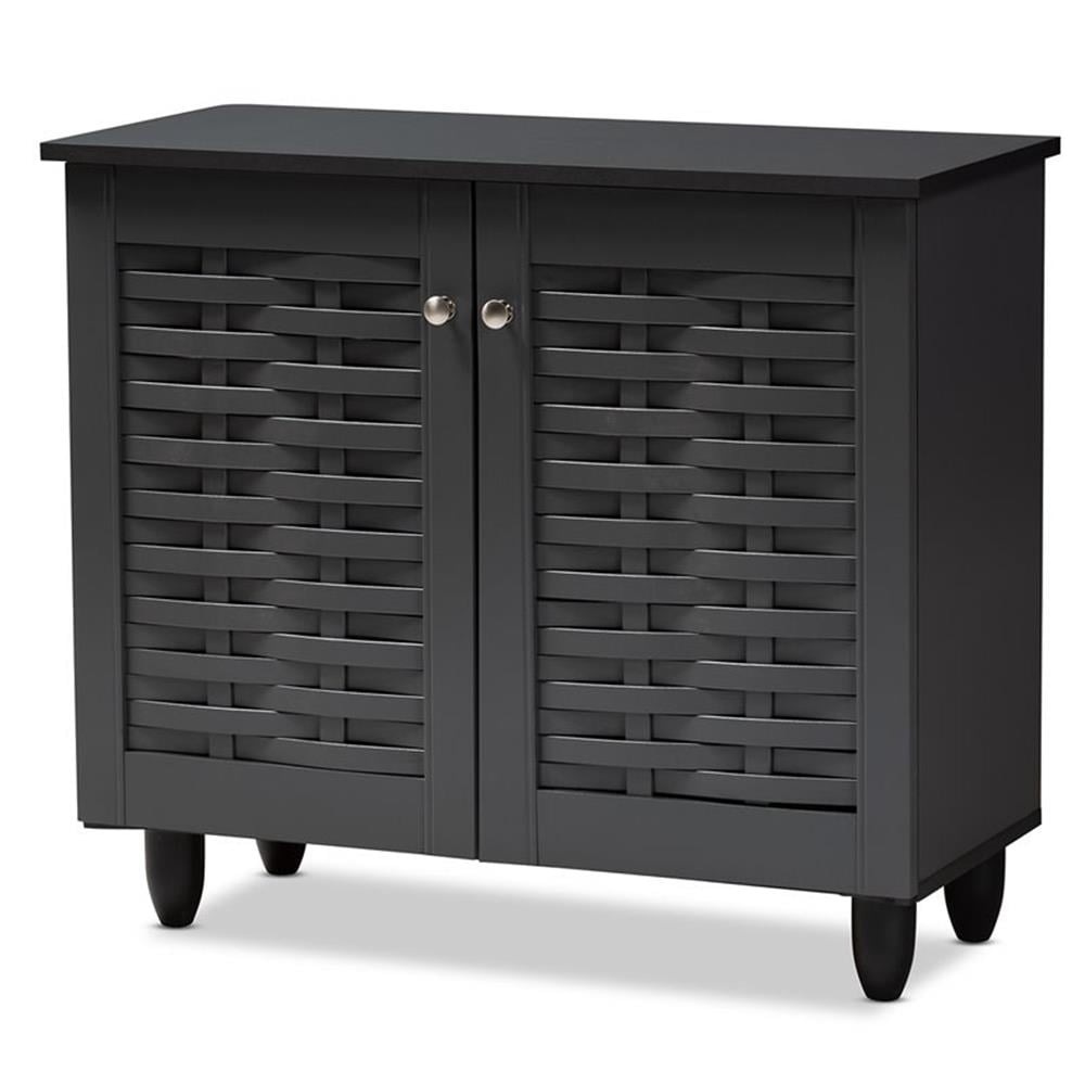 Baxton Studio Armoire à Chaussures d'Entrée en Bois à 2 Portes Winda, Gris Foncé