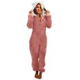 thumbnail image 2 of Combinaison pour Femmes à Manches Longues à Capuche Pyjama Combinaison Décontractée d'Hiver Chaude Combinaison de Nuit Combinaisons Décontractées pour Femmes en Liquidation, 2 of 8
