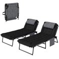 thumbnail image 1 of Outsunny 2 Pcs Chaises Longues Pliantes, Chaises Inclinables pour Bronzage, Noir, 1 of 10