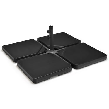 Costway Parasol Déporté de Patio 4 Pcs 13 L Base Robuste Extérieur Carré Noir