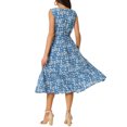 thumbnail image 3 of INSPIRE CHIC Robe d'Été Bohème de Plage pour Femme, Col en V, Sans Manches, Florale, Fluide, à Nouer, Midi, Décontractée, Robe Soleil, TG, Bleu, 3 of 6