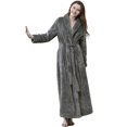 thumbnail image 1 of Women's Plush Fleece Robe with Elastic Waist Design Long Warm Solid Bathrobe Dressing Nightgown, 1 of 5