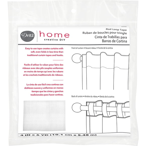 Dritz Home 44500 Woven Rod Loop Tape, 4-Inch x 6-Yards, White