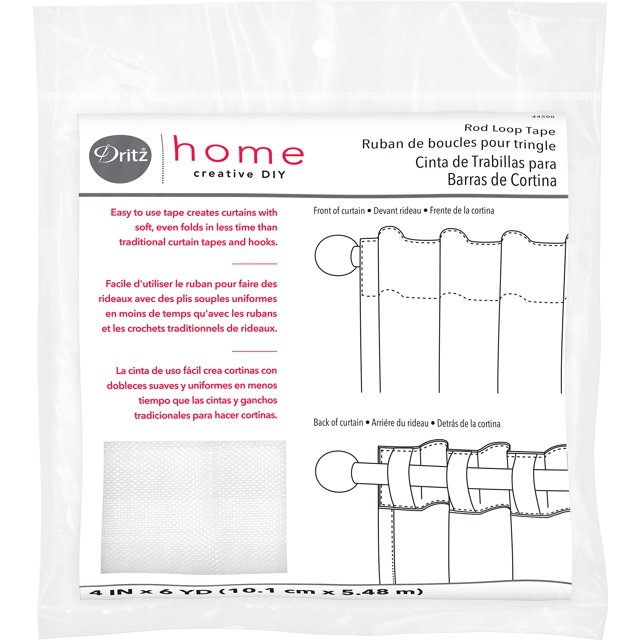 Dritz Home 44500 Woven Rod Loop Tape, 4-Inch x 6-Yards, White