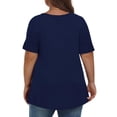 thumbnail image 4 of Timegard Womens Summer Tops Plus Size V-Neck Short Sleeve Comfy Long Tops Basic Tee Casual Loose Blouse, 4 of 7