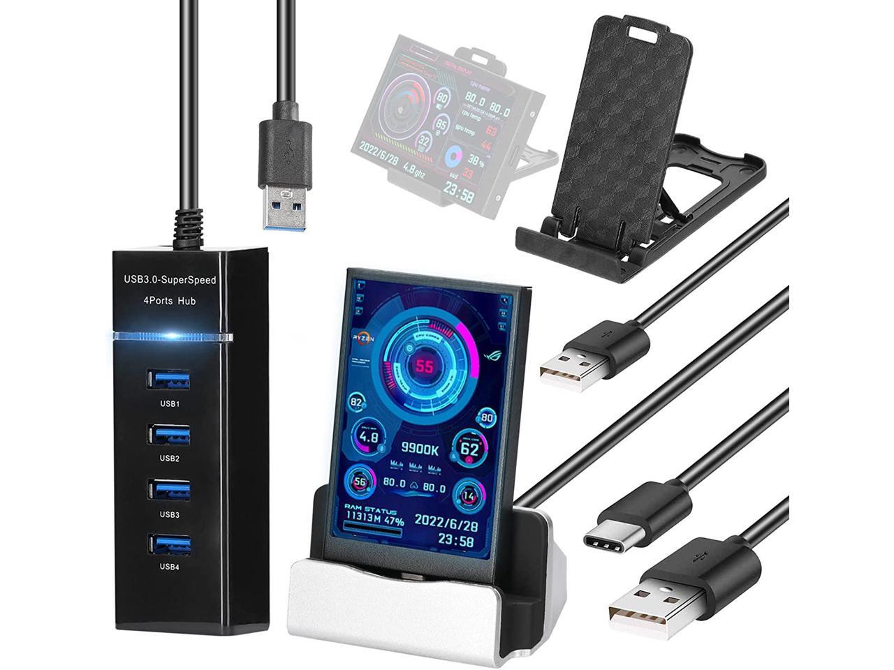 3.5 Inch IPS Display Screen USB Secondary Screen Computers CPU GPU RAM HDD Monitor Time Date Display Horizontal Vertical Screen Switch