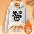 thumbnail image 2 of KIHOUT Spring Winter Womens Tops Winter Warm Plush Solid Color with Pocket Printed Long Sleeve Fleece Tops Hooded Sweatshirt, 2 of 4
