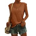 thumbnail image 2 of Pompotops Womens Solid Color Cap Sleeve Blouses T-Shirt Casual Loose Fit Basic Shirts Tank Tops, 2 of 8