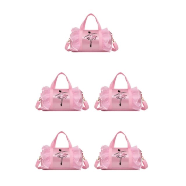 VONKY Cloth Girls Latin Dance Bag Five Satin Beautiful And Durable And Hardware Pull Head Is Smooth Pink long yarn 5Set