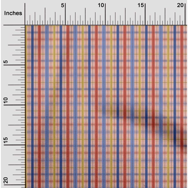 oneOone Georgette Viscose Fabric Madras Check Decor Fabric Printed BTY 42 Inch Wide