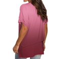 thumbnail image 4 of Cadeaux Uniques pour Femmes Mode Décontractée Dégradé Col en V Manches Courtes T-Shirt Ample, 4 of 6