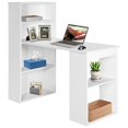 thumbnail image 1 of Giantex Computer Desk w/Bookcase, 48" Modern Compact Writing Desk, Reversible Study Workstation for Home, Office & Dorm, Easy Assembly, White, 1 of 10