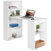 Giantex Computer Desk w/Bookcase, 48" Modern Compact Writing Desk, Reversible Study Workstation for Home, Office & Dorm, Easy Assembly, White