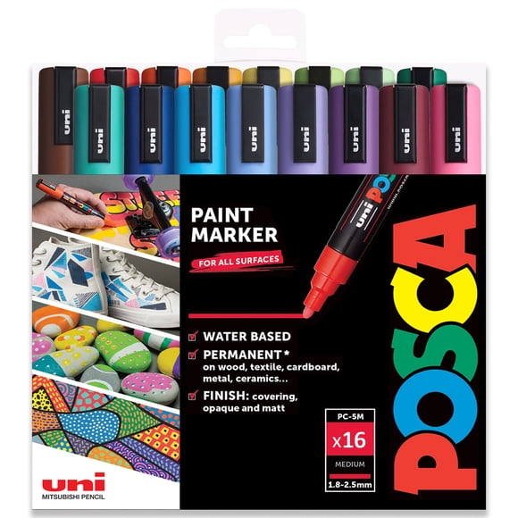 POSCA Coloriage - PC-5 m Spectre Complet Ensemble de 16 - dans 2 Boîtes-Cadeaux