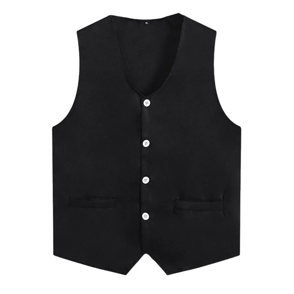 LiiYii Women Men Sleeveless Volunteer Activity Vest Button Down Waistcoat Supermarket Uniform Work Black XXL