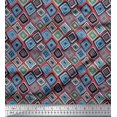thumbnail image 1 of Soimoi Crepe Silk Fabric Square Geometric Decor Fabric Printed Yard 42 Inch Wide, 1 of 3