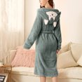 thumbnail image 2 of Teissuly Peignoirs pour Femmes Mode Allongé Garder au Chaud Col à Revers Même Style Pyjama à Capuche Uni Manches Longues Nuisette, 2 of 6
