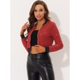 thumbnail image 3 of INSPIRE CHIC Cardigan Manteau Ouvert à Paillettes Scintillantes pour Femme, Fermeture Éclair, Blouson Bomber Court, Rouge, TP, 3 of 5