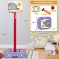 thumbnail image 2 of Gymax Portable 2 in 1 Kids Basketball Hoop Stand w/ Ring Toss & Storage Box Purple, 2 of 10