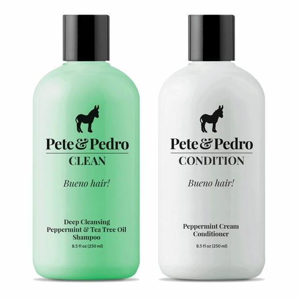 Pete & Pedro CLEAN & CONDITION SET, Tea Tree Oil Shampoo & Peppermint Cream Conditioner Haircare Kit | Deep Cleansing & Conditioning, Dandruff Repair For Men & Women |