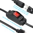 thumbnail image 4 of Uxcell Copper Outdoor Extension Cord with Waterproof Switch 3 Prong Extension Cable Black 3Ft 1 Pcs, 4 of 7