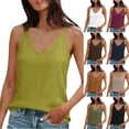 thumbnail image 1 of Sentmoon Summer Clothes for Women Women Top Linen V Neck Strappy Backless Tank Solid Color Sleeveless T Shirt Breathable Trendy Unique Summer for Layering or Going Out Clothes Top, 1 of 7
