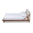 thumbnail image 3 of Allora Mid-Century Wood Queen Size Platform Bed in Light Beige/Walnut Brown, 3 of 9