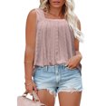 thumbnail image 2 of Dealovy Womens Tank Tops Square Neck Loose Fitted Sleeveless Slid Color Pleated Comfy Plain Tee Shirts, 2 of 7