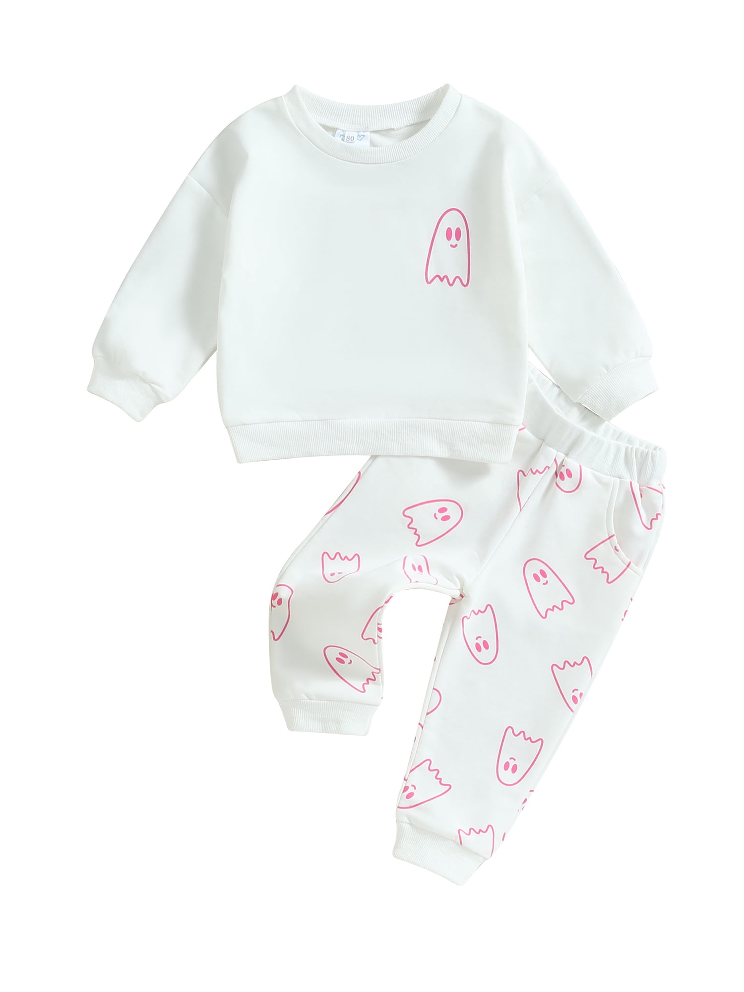 SUNSIOM Ensembles d'Automne pour Tout-Petits Filles Garçons, Imprimé Ghost, Chandails à Col Rond à Manches Longues et Pantalons Longs, Ensemble de Vêtements d'Halloween 2 Pcs