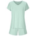 thumbnail image 4 of Birdeem Womens Summer Short Sleeve V-Neck Tops Shorts Comfortable Homewear Two-Piece Set, 4 of 8