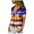 thumbnail image 1 of Hauts d'Été pour Femmes Chemise Décontractée Imprimée à Manches Courtes Orange L, 1 of 5