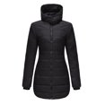 thumbnail image 4 of Innerwin Hooded Coats Solid Color Women Down Winter Long Sleeve Lightweight Puffer Jacket Black L, 4 of 7
