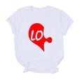 thumbnail image 5 of Chandails Assortis pour Couples T-Shirts Saint-Valentin Décontractés à Manches Courtes Mode Imprimé Cœur Col Rond T-Shirts Légers Confortables Doux Respirants Mari Femme Blouse T-Shirt Blanc TTG, 5 of 5