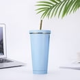 thumbnail image 2 of HAOMONZEN Double Layer Stainless Steel Portable Edged Insulation Cup Creative Straw Cup Durable Paint 500ML Lightweight & Leakproof for Party,Picnic, BBQ, Travel, and Event Deals Today 2024, 2 of 9