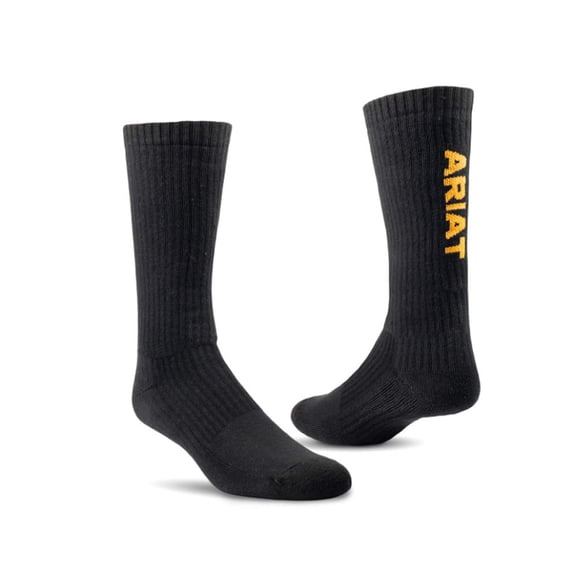 ARIAT Unisex Cotton 3-Pair Pack Mid-Calf Socks, Black, X-Large