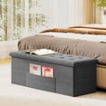 thumbnail image 2 of Patiojoy 43 Inches Folding Storage Ottoman Bench Linen End of Bed Bench with Padded Seat, 2 of 9