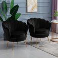 thumbnail image 1 of Heavenly Collection Lot de 2 Fauteuils d'Appoint Velours pour Salon Chambre Coiffeuse, Noir, Style Glamour, 1 of 8