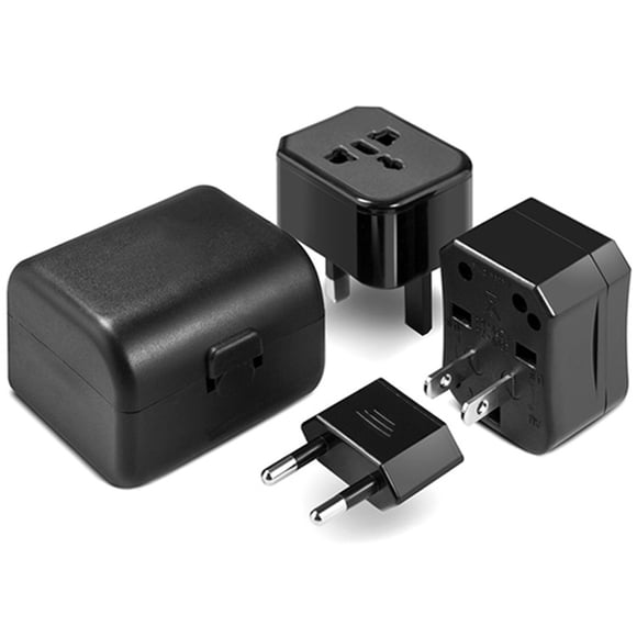 Adaptateur de Voyage Universel 3-en-1 avec 3 Prises CA (US/EU/UK/AU), Convertisseurs pour Plus de 150 Pays, Conception Compacte pour Usage International