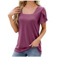 thumbnail image 1 of T-shirt Ample Imprimé à Manches Courtes à Col Rond Uni pour Femmes, 1 of 1