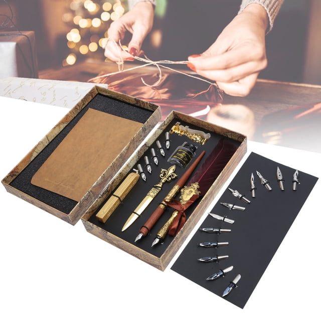 Feather Pen Set Business Retro Student Dipping Pen Creative Quill Kit Writing Correction Supplies