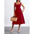 thumbnail image 2 of EYIIYE Robe Camisole Midi d'Été pour Femmes, Robe de Cocktail Sans Manches pour Dames, Dos Nu, Taille Haute, Robe Décontractée, Robe de Fête de Couleur Unie pour Fête et Vacances, 2 of 9
