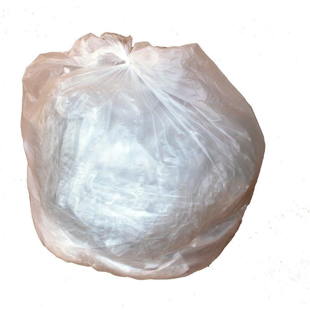 PlasticMill Heavy Duty Trash Bags - Clear Garbage Bags - Plastic Trash Bags - Kitchen, Bathroom, Office Garbage Bags, Trash Can Liners - 7-10 Gallon Small Trash Bags, 8 Microns, 24"x24" (100-Count)