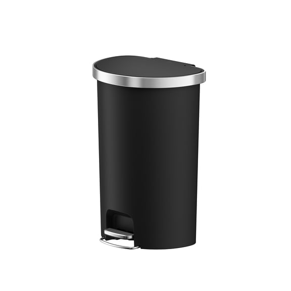 Better Homes & Gardens Kitchen Trash Can, 55 Liter Plastic Semi Round Step Black